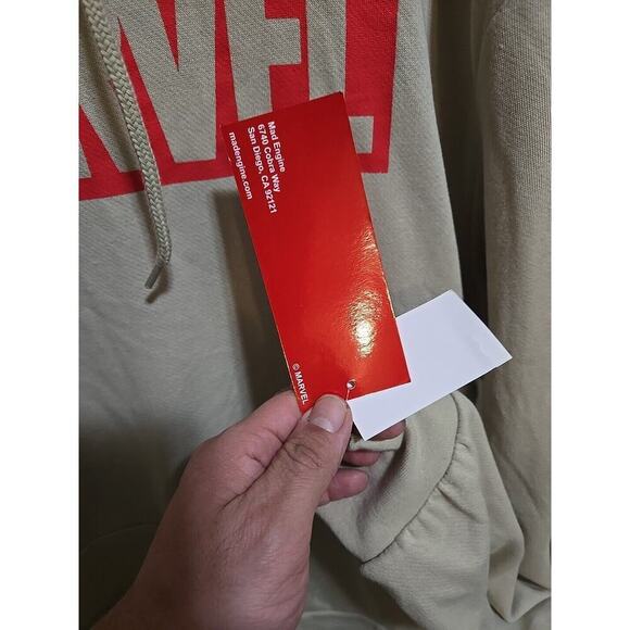 Men's Marvel Hoodie Sweatshirt Size XL Light Beige NEW - Picture 7 of 14